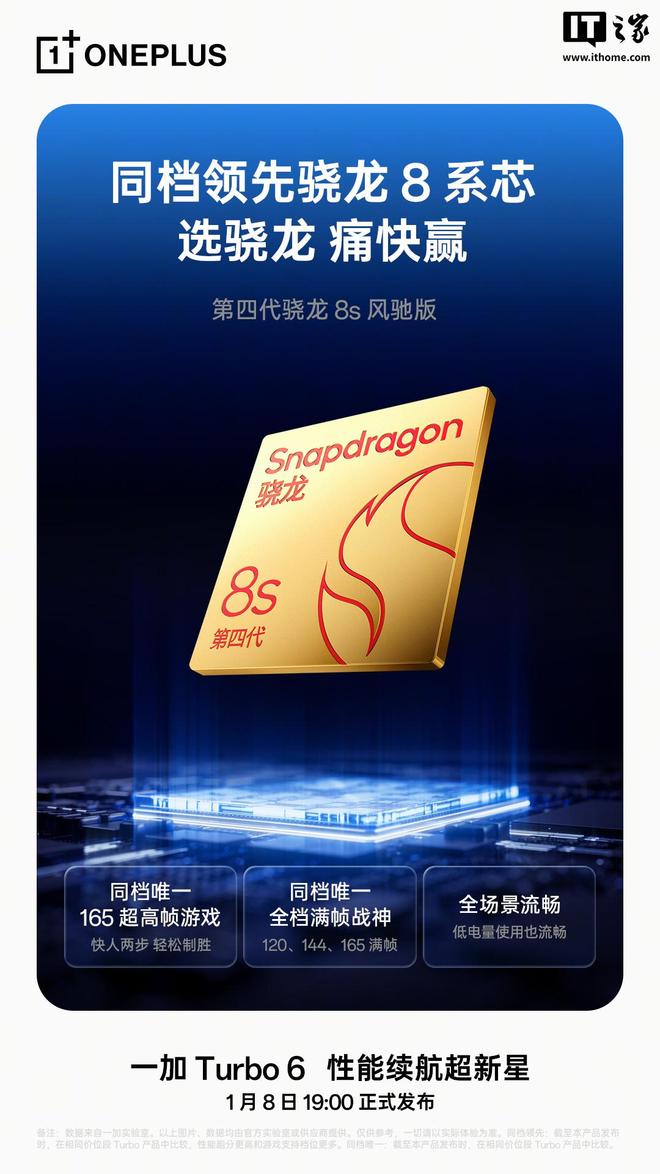 一加Turbo 6手機(jī)搭載第四代驍龍8s風(fēng)馳版